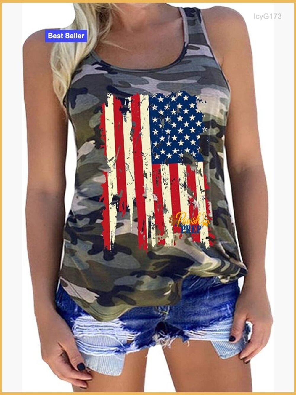 Patriotic Vertical Flag Tank Top Women 4th July Sleeveless Tee